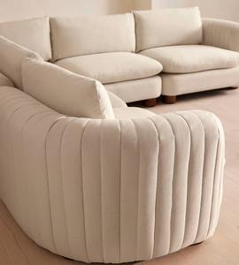 أريكة تقليدية على شكل حرف L بثلاثة مقاعد قابلة للطي مصنوعة من قماش البولي يوريثين مع حشوة إسفنجية لتزيين غرف المعيشة في الفنادق والفيلات - Product Image 3