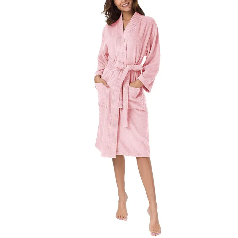 थोक नई आगमन होटल/स्पा वस्त्र महिलाओं के Nightgown स्नान बागे पायजामा सेट कस्टम 100% कपास आकस्मिक ताड़ना टेरी <span class=keywords><strong>बाथरोब</strong></span>