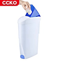Poubelle à pédale rectangulaire mince en plastique blanc de 21 L, écologique, pour hôtel, vente en gros, pour salle de bain