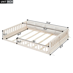 White Wooden Kids <b>Bed</b> With Soft <b>Padding</b> And Safety Rails For Bedroom Use Child Size Comfortable Low Box Design - Product Image 4