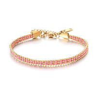 Bracelet tissé de perles Miyuki style bohème chic, jonc en acier inoxydable doré, multicolore, réglable, idéal pour un cadeau