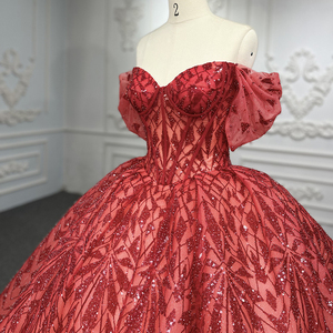 <b>Red</b> Sequins <b>Bow</b> Off Shoulder Bridal Gowns for Evening Dress Jancember 9936-1 - Product Image 1