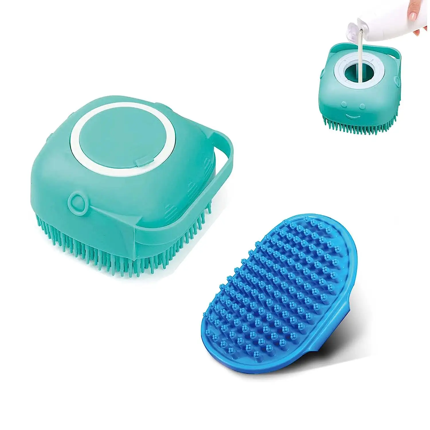 2Pack Siliconen Massage Grooming Douche Zeep Honden Badborstel Scrubber Shampoo Dispenser Borstel Voor Huisdier