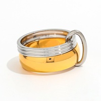 Bague empilable bicolore polyvalente en acier inoxydable plaqué PVD Joolim, étanche, tendance et robuste, pour la vente en gros