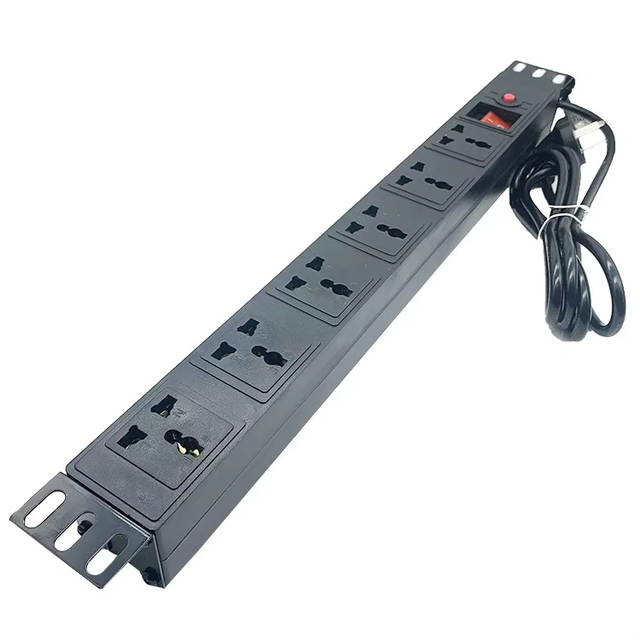 19 Inch Rack-Mounted Power Distribution Unit (PDU) 6 Way Universal Type High-Efficiency Equipment