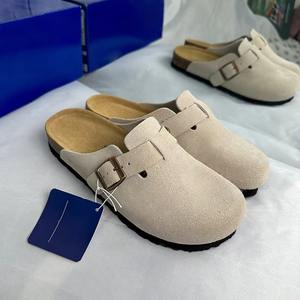 Mules et sabots unisexes de luxe en daim véritable de haute qualité, style Birkenstock, sabots en liège pour femmes, pantoufles en cuir de luxe - Product Image 3