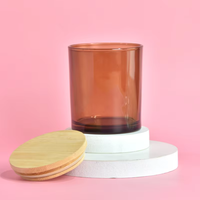 Vente en gros de pots à bougies en verre transparent coloré givré vides avec couvercles pour la fabrication de bougies et la décoration de la maison