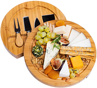 Vente en gros de petites planches à fromage en bambou de qualité supérieure avec logo personnalisé, carrées et rondes, ensemble de couteaux bon marché