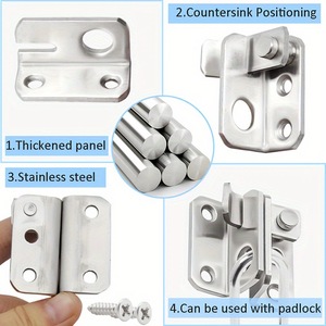 Stainless Steel Door Bolt <b>Latch</b> <b>Lock</b> Left Right Open Easy Installation Minimalist Design For Cabinet Garden Pet House Doors - Product Image 4