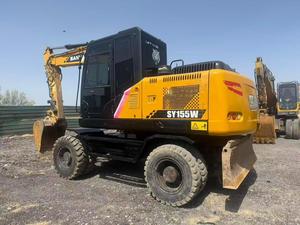 <b>Cheap</b> Price SANY SY155W Wheeled Excavator 13.5 Ton Operating Weight Isuzu Engine 0.58 m <b>Bucket</b> Capacity for Construction On Sale - Product Image 3