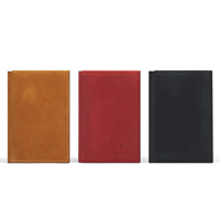 Dompet Kartu Kulit Sapi Crazy Horse Tipis Lipat Dua Buatan Tangan dengan Kantong Koin dan Slot Uang, Tempat Kartu Ringkas