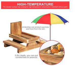 Mangeoire d'écureuil en bois personnalisée avec parapluie <span class=keywords><strong>pour</strong></span> l'extérieur mangeoire de table de pique-nique d'écureuil Chipmunk Hold corn cob peanuts - Product Image 6