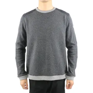 Wholesale Sports Wear Comfortable Long Sleeves Crew Neck Men Sweatshirt Long Sleeve Pullover 100% Merino Wool Fleece Shirts