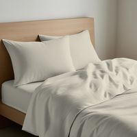 Parure de lit 100% coton beige, taille super king size, avec taie d'oreiller et housse de couette