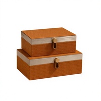 Ensemble de 2 boîtes de rangement en cuir texturé pour coffre, étui organisateur de bijoux, boîte cadeau