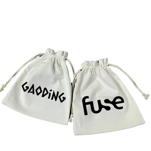Sacs en toile personnalisés avec logo imprimé, pochettes à cordon blanc personnalisées, emballage cadeau, emballage cosmétique, emballage de bijoux, sacs en toile - Product Image 1