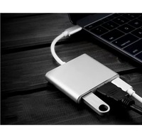 Base de Conexión 3 en 1 Tipo C de Aluminio, HDTV 4K, USB 3.0, Cargador Rápido PD, Hub Convertidor para Portátil, Smartphone y Monitor, Suministro al por Mayor