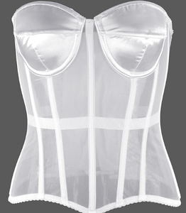 Elegante Top Corsé de Satén con Malla Transparente, sin Tirantes, Escote Corazón, con Varillas, Ajustado a la Cintura, para Fiesta y Noche - Product Image 5