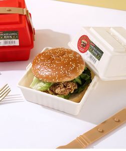 Portable Sandwich Container with Handle Buckle BPA-Free Hamburger Storage Box Leakproof On-the-Go <b>Lunch</b> Box - Product Image 3