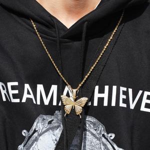 Oro argento zircone cubico Hip Hop <span class=keywords><strong>pedante</strong></span> da uomo in acciaio inossidabile collana a farfalla rodio oro Rock Cross Pattern - Product Image 5