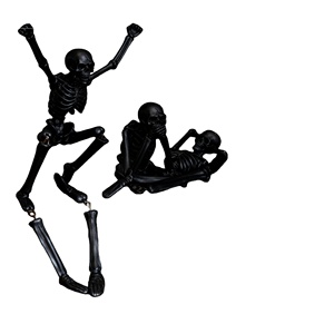 Squelettes 'Ne vois pas le <span class=keywords><strong>mal</strong></span>, ne l'entends pas, ne le prononce pas' - Statues artisanales personnalisées en polyrésine, Décoration gothique pour la maison et le bureau - Product Image 1