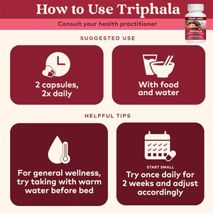Triphala Kapseln Kräuterergänzungsmittel mit Belleric Myrobalan und Chebulic Myrobalan zur Unterstützung von Verdauung, Darmgesundheit und Immunsystem - Product Image 5