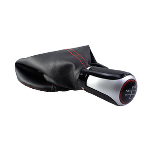 Poignée de levier de vitesses Volkswagen Golf 5 vitesses en cuir avec surpiqûres rouges, design ergonomique - Product Image 5