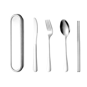 Hoge Kwaliteit 304 Roestvrijstalen Vorkmes Lepel Reisbestekset Outdoor <span class=keywords><strong>Camping</strong></span> Draagbare Besteksets Met Koffer - Product Image 5