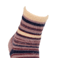 Wadenlange Retro Farbblock-Streifen Samt Crew-Länge Nerz-Logo Socken Atmungsaktiv Gestrickt Täglicher Gebrauch für den Winter