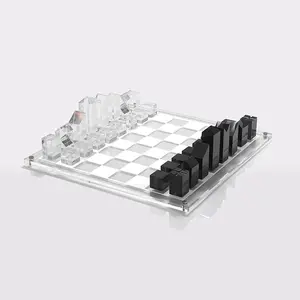 높은 명확한 아크릴 체스 세트 도매 사용자 정의 크기 아크릴 체스 게임 보드