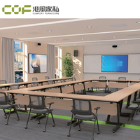 Table de conférence pliable moderne pour l'école et le bureau, table de salle de réunion en bois avec chaises pour 20 personnes