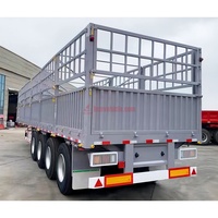 Semi-remorque à ridelles en acier robuste pour véhicules de 40 à 60 tonnes, 4 essieux, transport de 50 tonnes, plaque d'acier damier de 3 mm, 60 cm