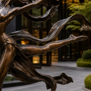 Sculpture de danseuse moderne en bronze coulé grandeur nature, style Park Hyatt, pour hôtel de luxe, villa, manoir, extérieur - Product Image 5