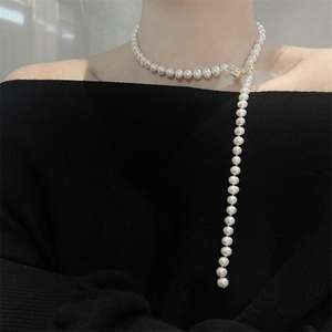 Collar de Perlas de Agua Dulce Naturales Zhizhen de 7-8 mm, Cadena de Suéter, Plata de Ley S925, Colgante Fino con Lazo de Precisión - Product Image 3