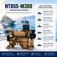 Moteur diesel marin refroidi par eau Cums NT855-M300 1800 tr/min 4 temps pour remorqueurs, navires de pêche et bateaux de travail commerciaux