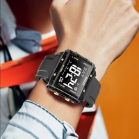Montre numérique sportive carrée SMAEL 8128 Chrono, lumineuse, résistante à l'eau 5 ATM, mode, colorée, avec alarme et bracelet en silicone