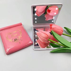 Travel Mirror <b>Mini</b> <b>Hand</b> LED Light Cosmetic Pocket Makeup Mirror Make up Bag With Mirror and Light - Product Image 1