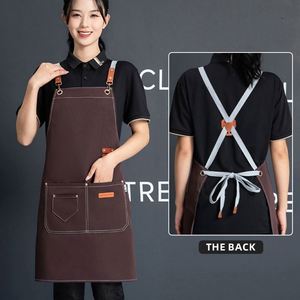 ผ้ากันเปื้อนแบบโปร่งใสลายดอกไม้ผ้าฝ้ายสไตล์เกาหลีสำหรับร้านอาหาร ทำจากผ้าไม่ทอ กันน้ำ เหมาะสำหรับร้านทำเล็บ - Product Image 4