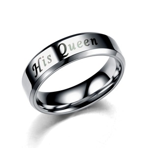 Hot Selling Trendy No Fading Wholesale Fashion <strong>King</strong> <strong>Queen</strong> Titanium Steel Couple <strong>Matching</strong> <strong>Rings</strong> for Lovers - Product Image 3