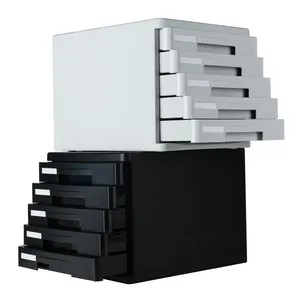 Großhandel bequeme schwarz grau Schublade Nut Büro Akten schrank 5. Stock Hartplastik Desktop-Akten schrank
