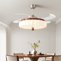 Lampe LED moderne 42 pouces Ventilateur de plafond Télécommande européenne rétractable pour haut-parleur Bluetooth pour salon BLDC Noir
