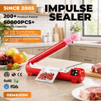 Scelleuse Thermique Électrique à Impulsions 125W Portable pour Sacs Plastiques, Longueur de Scellage 21cm, Largeur 5mm, ABS, Faible Bruit, Scelleuse Alimentaire Domestique