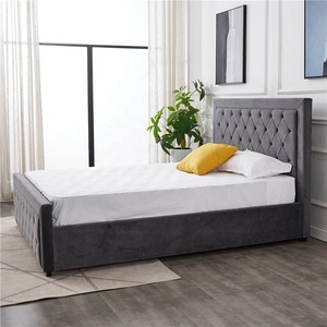Base de <span class=keywords><strong>Cama</strong></span> Individual Moderna de Tela Gris con Base de Madera y Botones, Estilo Suave, <span class=keywords><strong>Buena</strong></span> <span class=keywords><strong>Calidad</strong></span> - Product Image 1