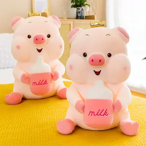 Milk Bottle Pig Stuffed & Plush Toy Animal Good Elasticity Kids Accompany Milk Piggy Plush Toys