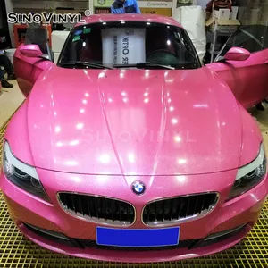 Sinovinilo-Película de cristal de diamante rosa, vinilo extraíble, cambio de Color automático, pegatina de envoltura de coche