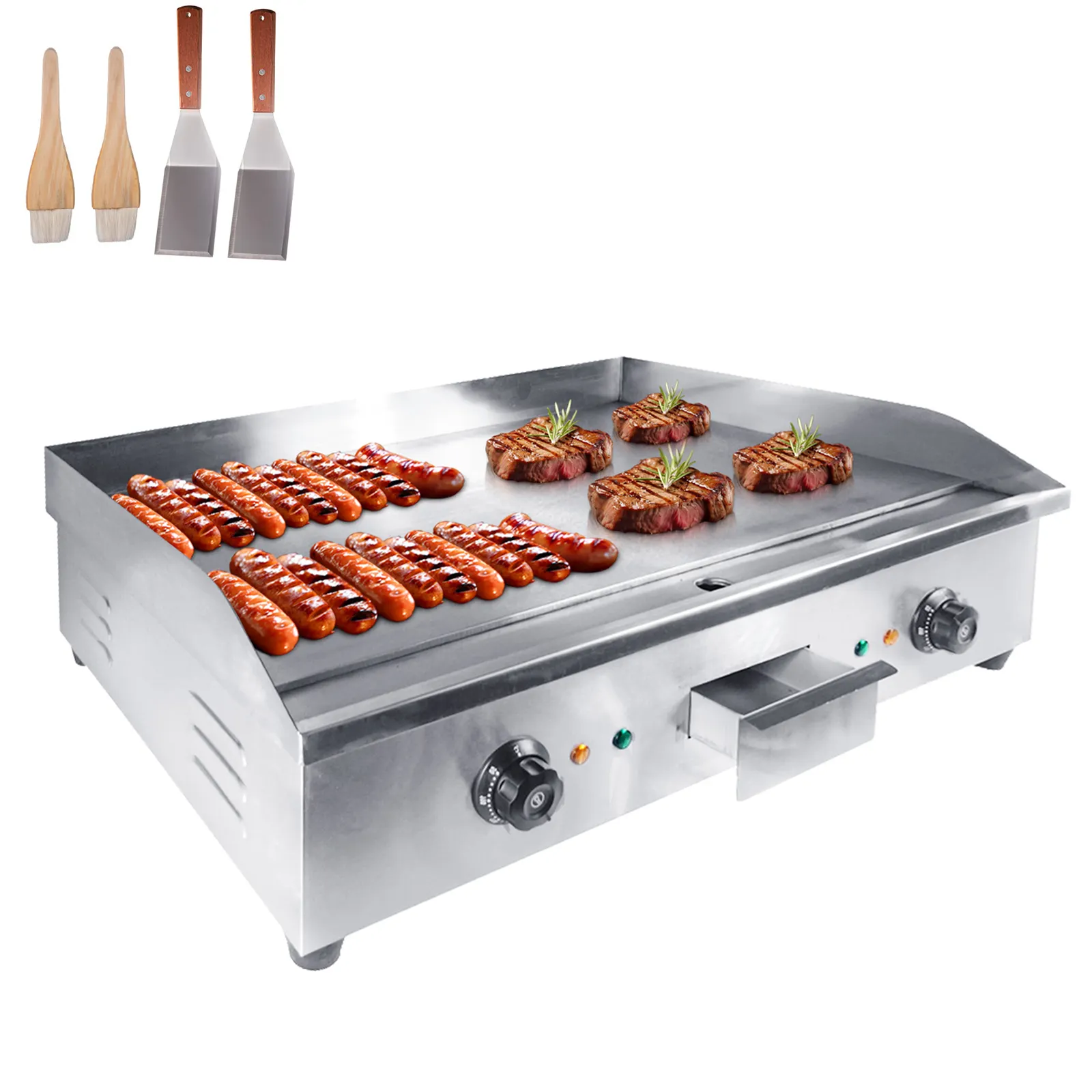 New Product Commercial Electric Griddle Adjustable Thermostatic Control Flat Top Grill Hot Plate Counter Top Grill