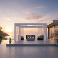 Pergola de jardin extérieure Sweet Home en aluminium, luxueuse, motorisée, bioclimatique, à lames orientables, imperméable, taille personnalisable