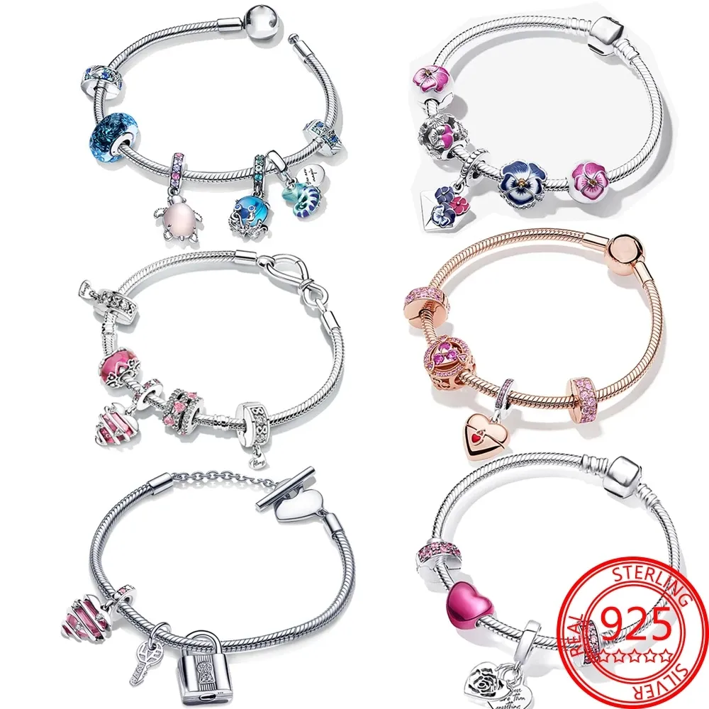 Bracelet à breloques perle marque Bracelet 925 en argent Sterling bricolage cristal 2023 nouveaux bijoux pour femmes cadeaux d'anniversaire adaptés à Pandora