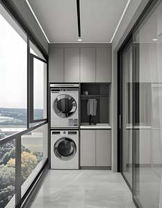 Mueble Moderno de Madera Maciza para Lavadero con Lavadora y Diseño Elegante - Product Image 2