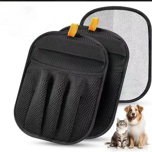Gants de toilettage pour animaux Jucheng, noirs et jaunes, en maille, pour chats et chiens, anti-statique, éliminateur de poils et de peluches - Product Image 2